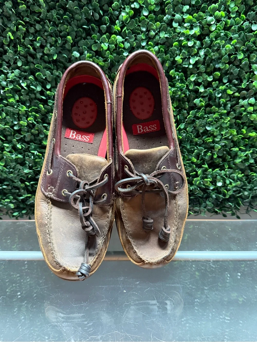 G.H. Bass & Co. Two-Tone Brown & Burgundy Leather Slip-On Boat Shoes